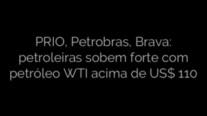 ​PRIO, Petrobras, Brava: petroleiras sobem forte com petróleo WTI acima de US$ 110 